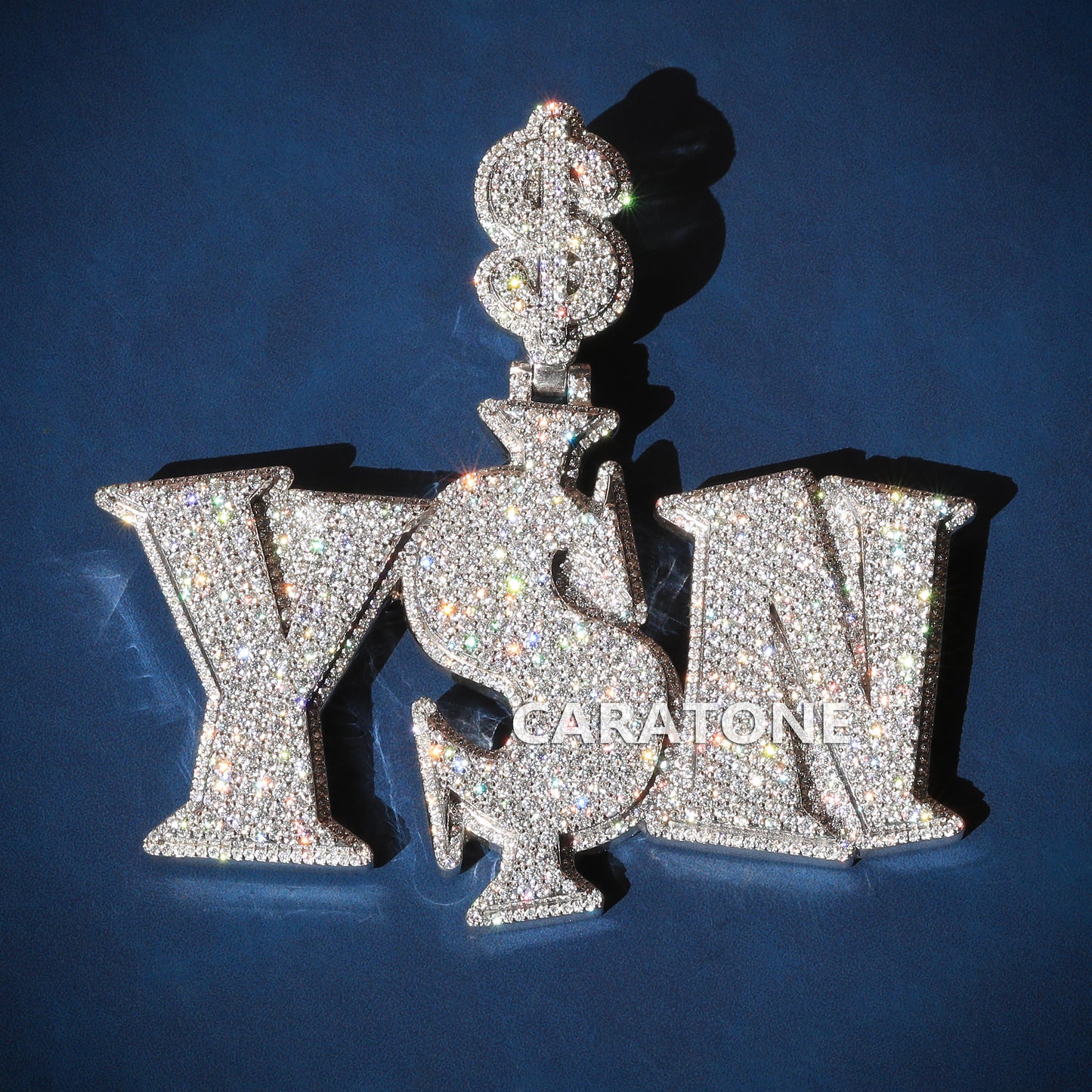 Custom hip hop full white vvs clarity diamond pendant 14 kt gold lab