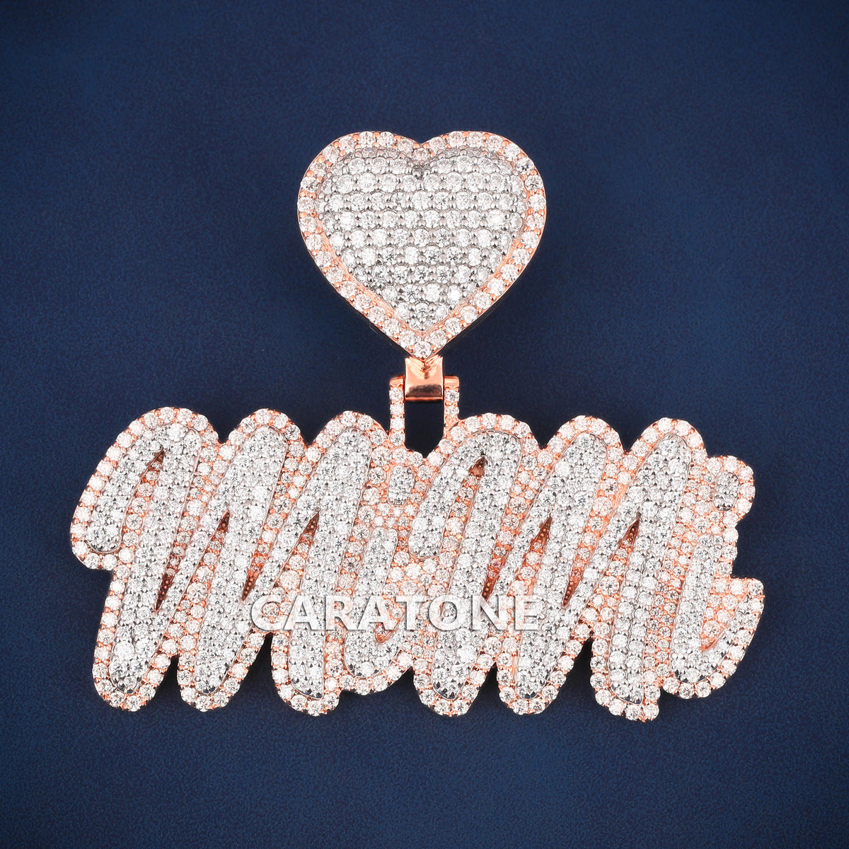 Custom Iced Out Mama Script Name Hip Hop Pendant with Lab Grown Diamonds