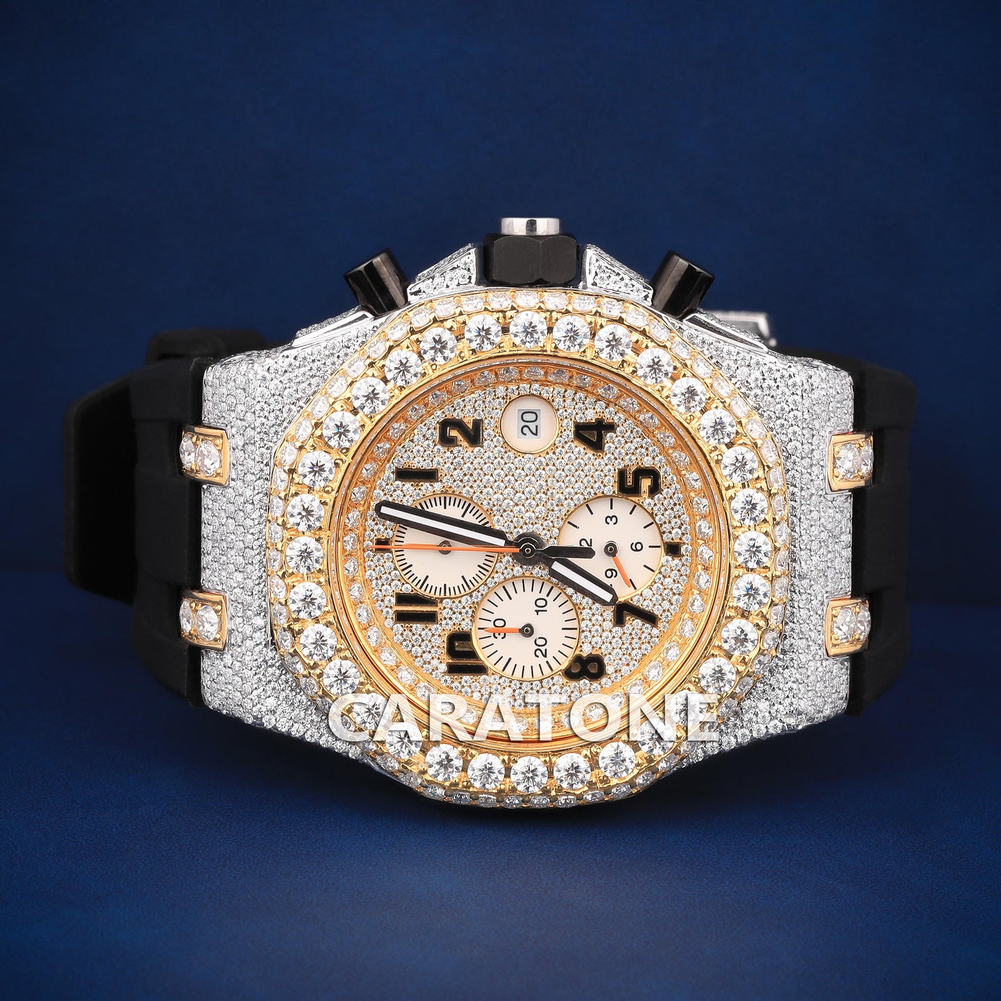 Hip hop custom made half iced out with diamond tester passed branded watch