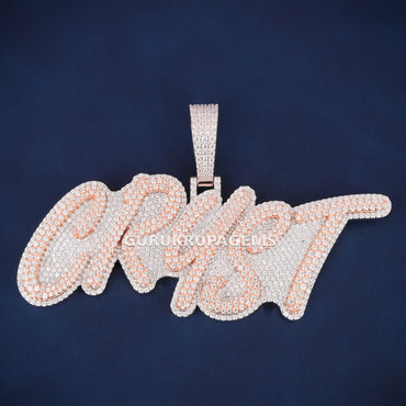 Fully Iced Out CRYST Diamond Nameplate Pendant with Lab Grown Diamonds