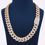 24 Inch 20 MM Two Tone Gold With Small Round And Baguette Cut Diamond Chain