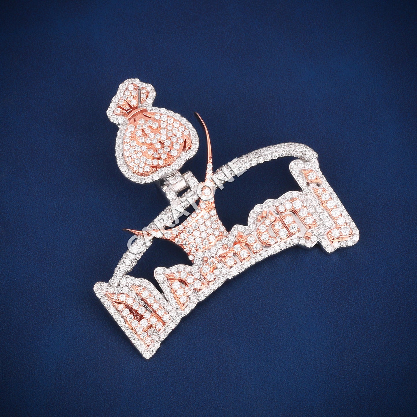 Two tone 14kt gold lab diamond custom letter charm