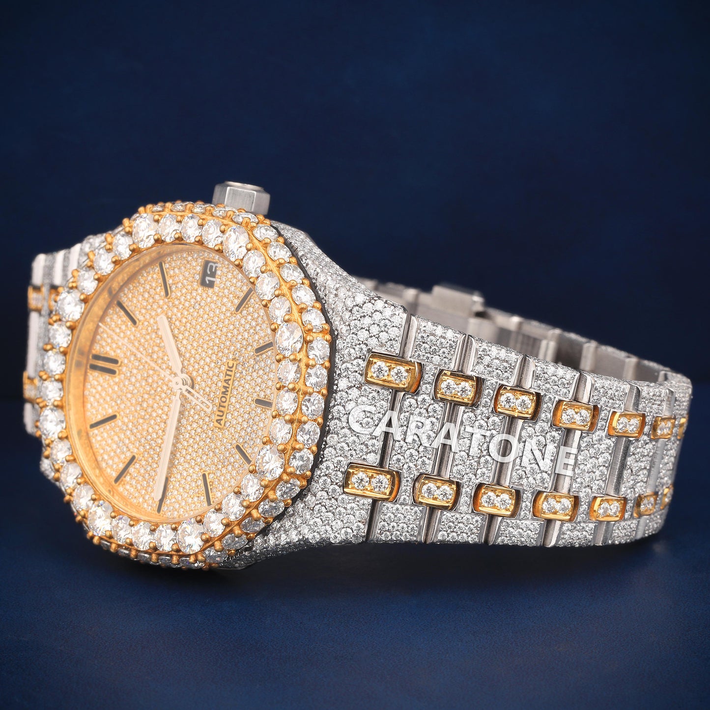Hip hop two tone branded watch with Diamond tester passed D VVS clarity