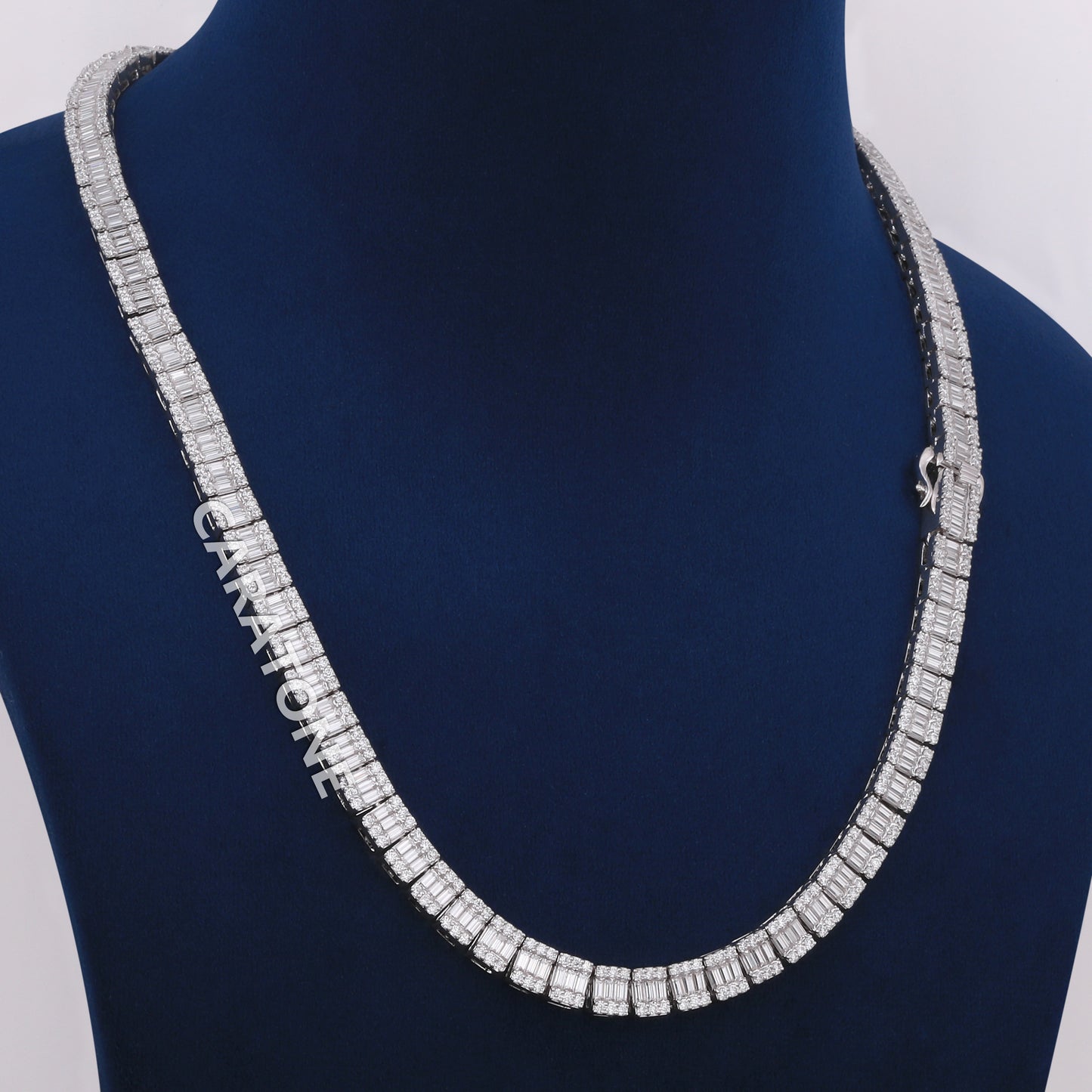 20 inch 12 mm Illusion baguette cut fine jewelry necklaces