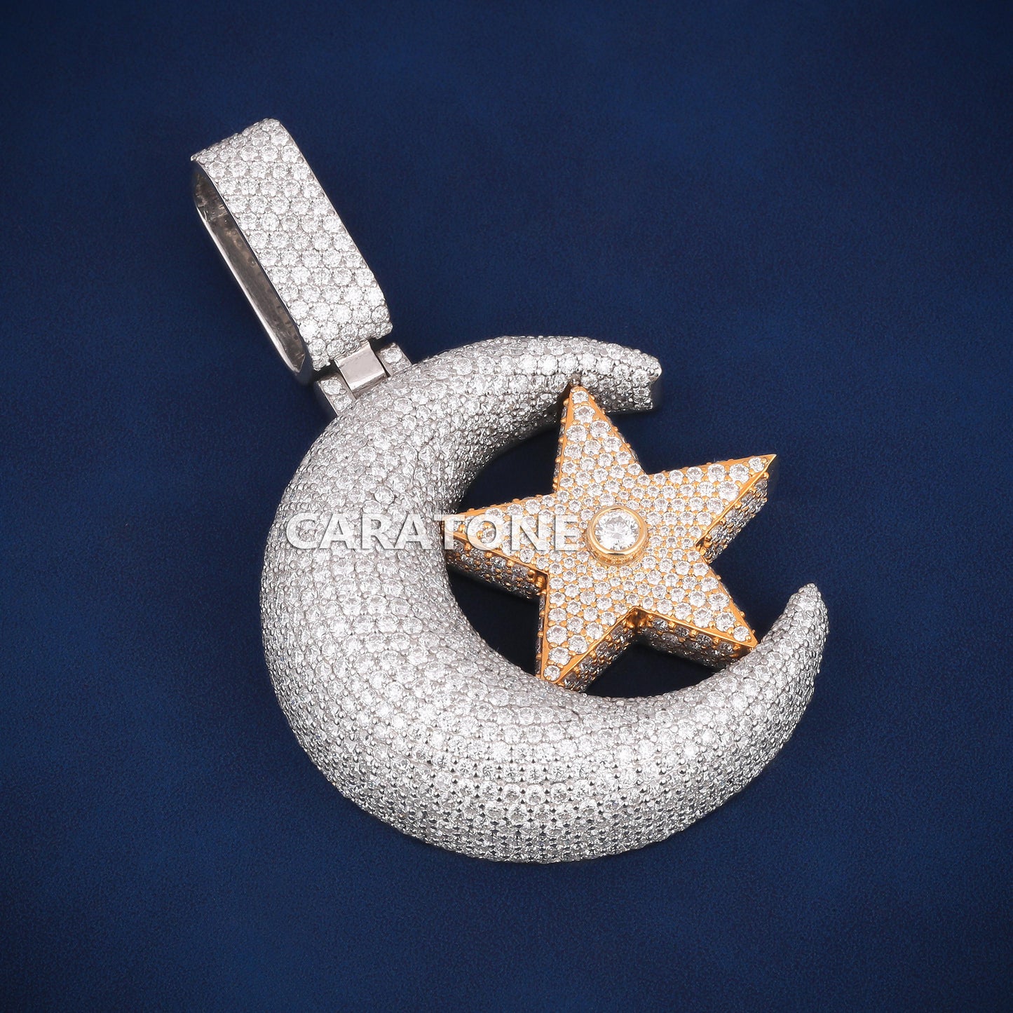 Custom solid heavy hip hop d vvs clarity 14kt gold lab diamond pendant