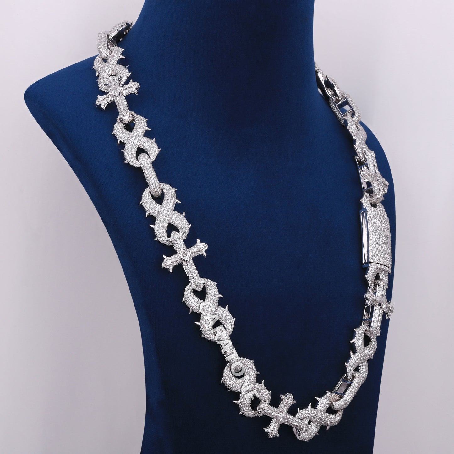 24 Inch 16 mm popular cuban cross infinity style diamond chain