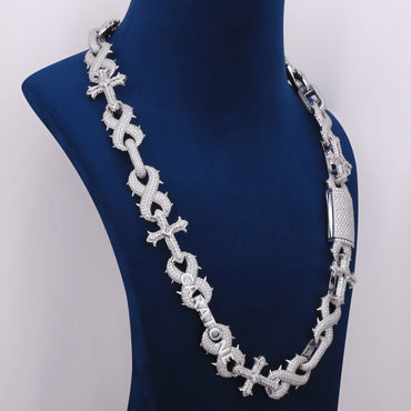 24 Inch 16 mm popular cuban cross infinity style diamond chain