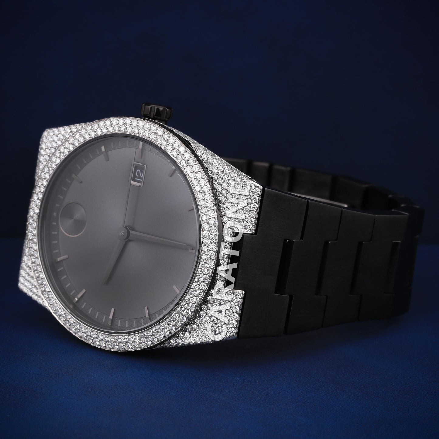 Hip hop custom made half iced out without dial with D VVS clarity