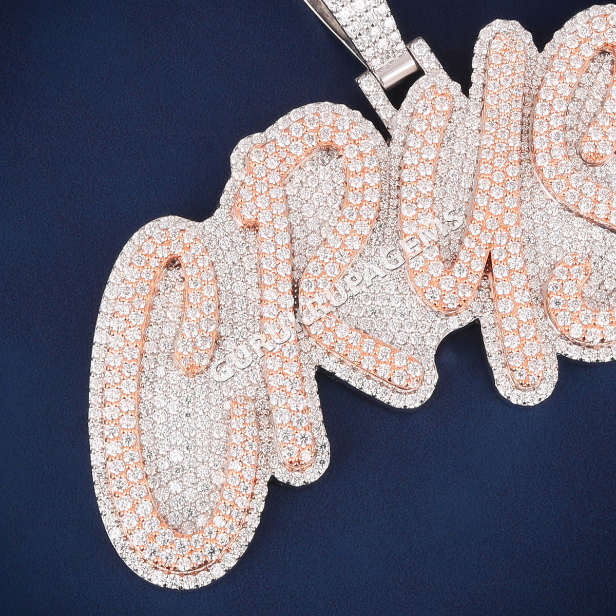 Fully Iced Out CRYST Diamond Nameplate Pendant with Lab Grown Diamonds