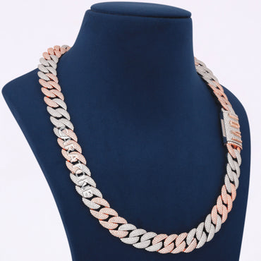 22 Inch 14mm two tone Miami Cuban Diamond Chain