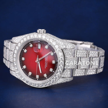 Full iced out without dial hip hop custom made branded watch with red dial in it