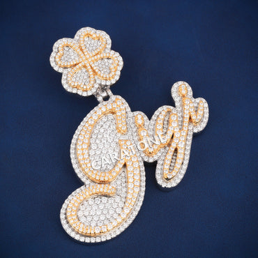Two tone hip hop 14kt gold lab diamond pendant with vvs clarity
