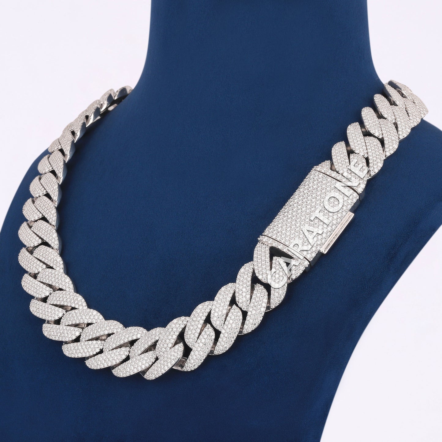 22 inch 22 mm heavy full white diamond cuban chain