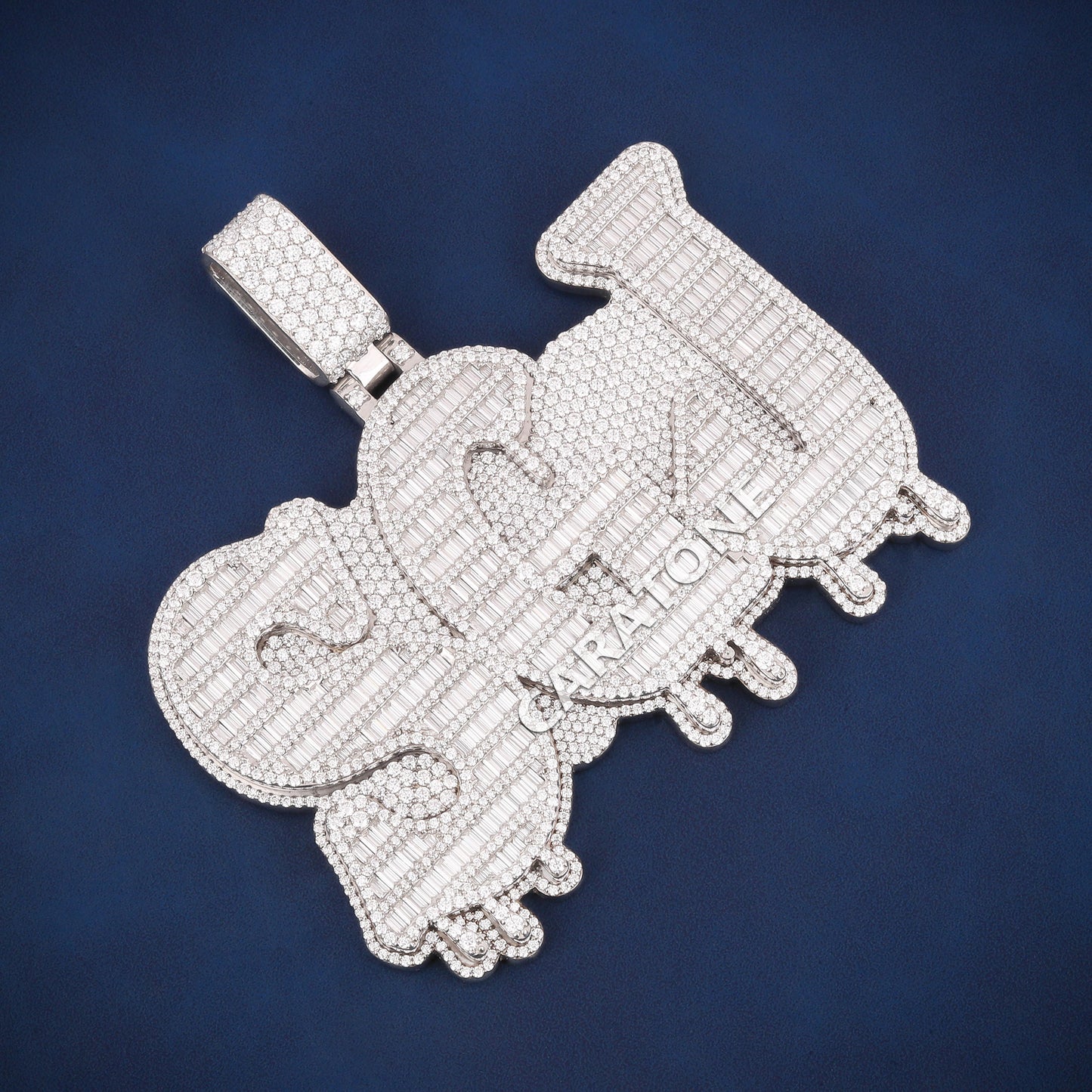 925 Sterling silver custom letters baguettes lab diamond pendant