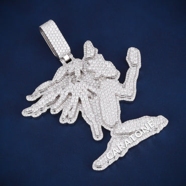 3d custom logo full white 14 kt  gold lab diamond pendant