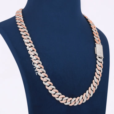 24 inch 13 mm two tone cuban diamond chain vvs clarity