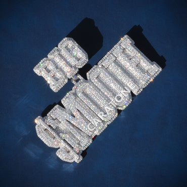 Iced out lab grown diamond fully customized letter pendant necklace unisex