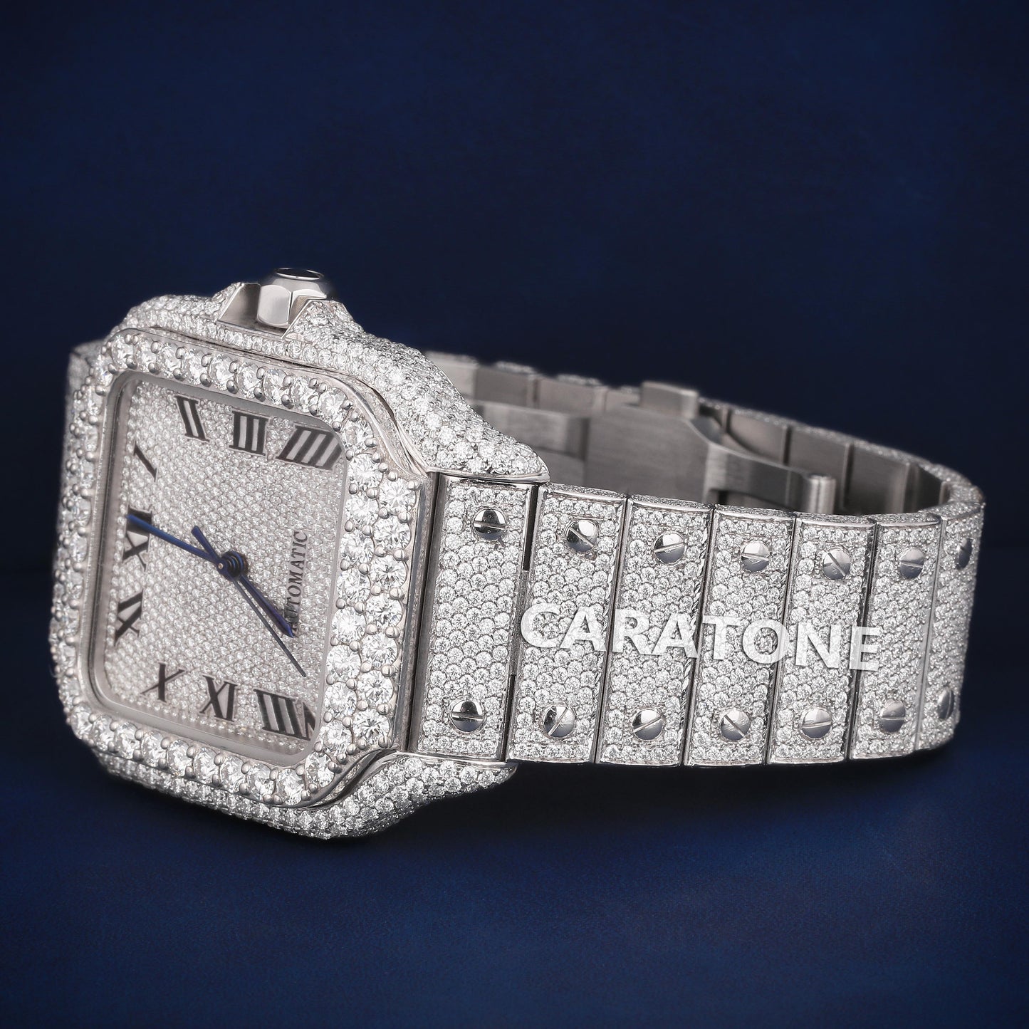 Full Iced out Hip Hop branded watch with D VVS clarity