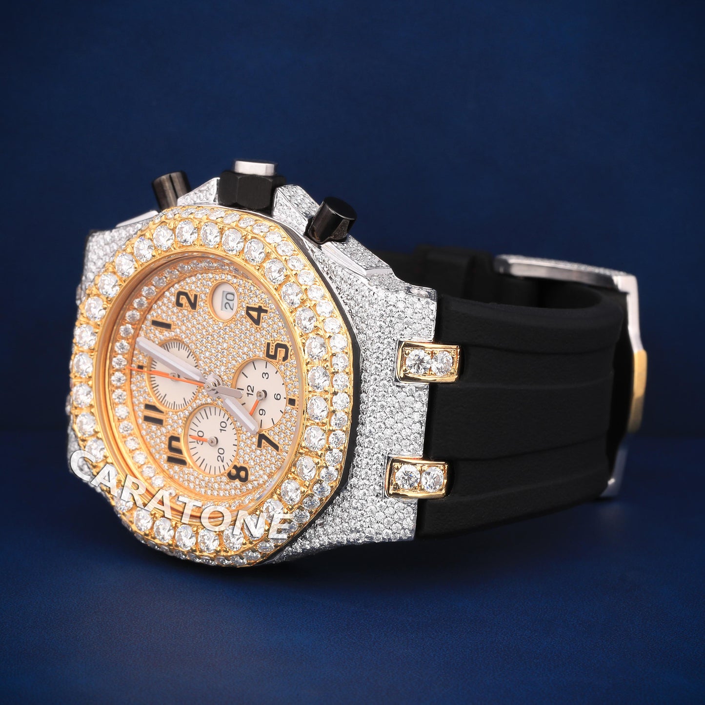 Hip hop custom made half iced out with diamond tester passed branded watch