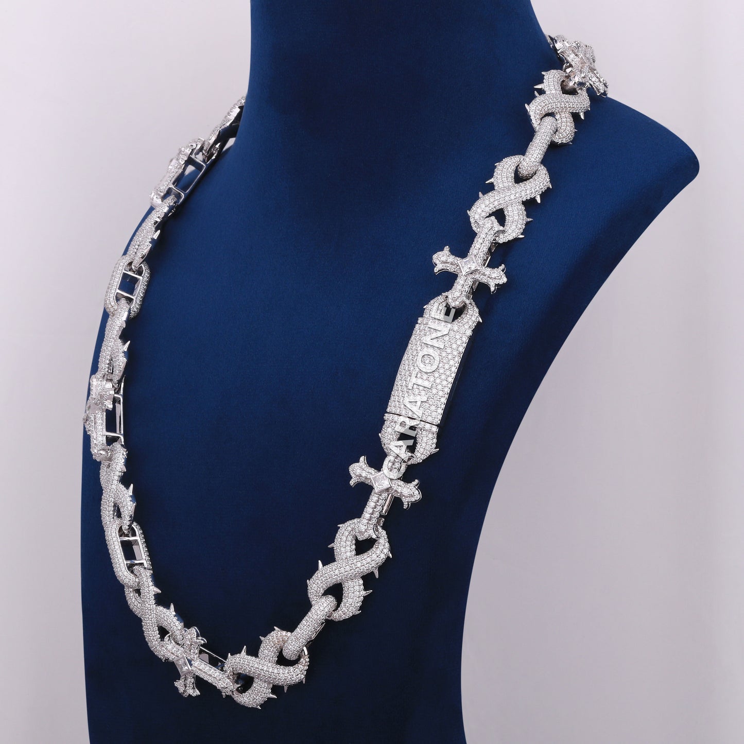 24 Inch 16 mm popular cuban cross infinity style diamond chain