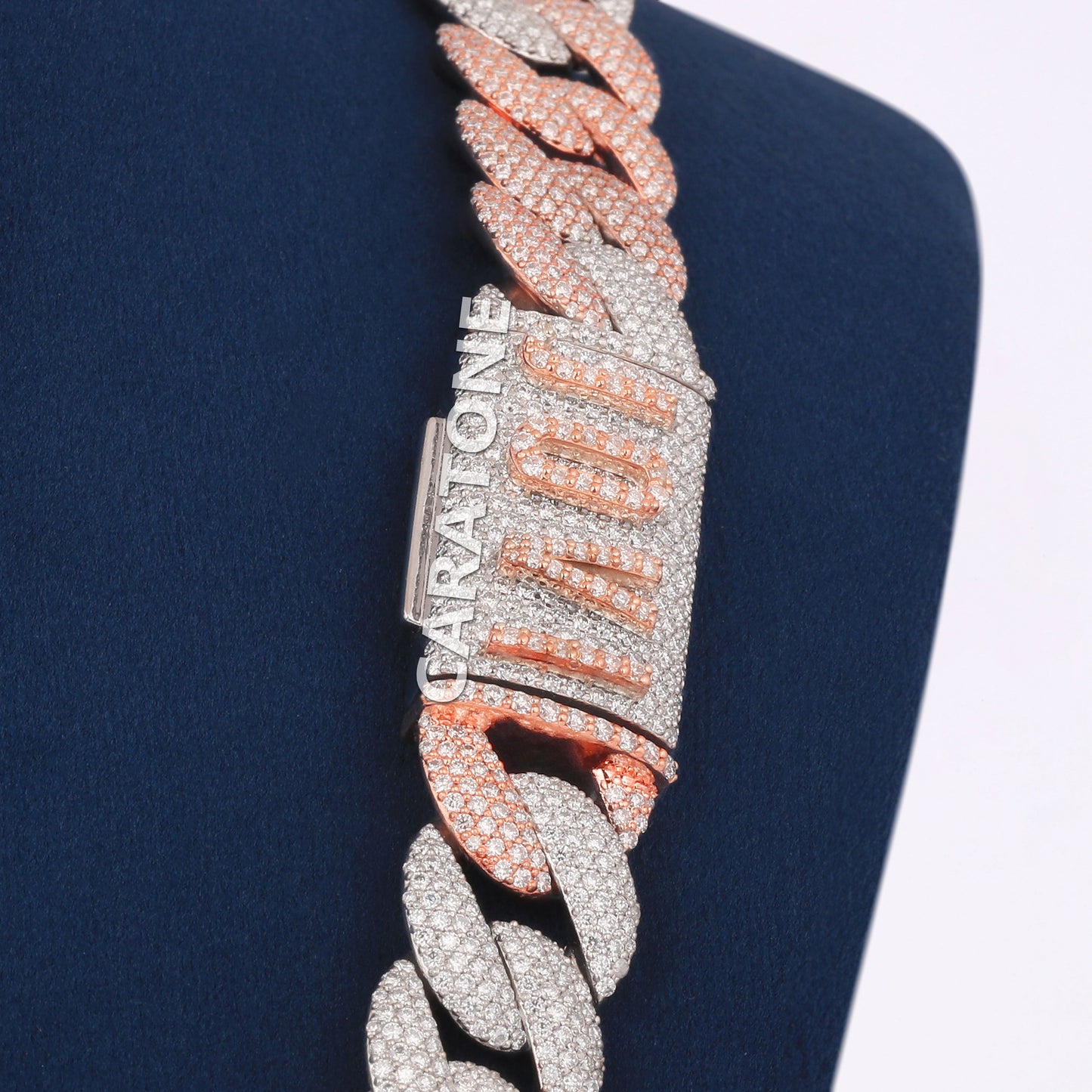 22 Inch 14mm two tone Miami Cuban Diamond Chain