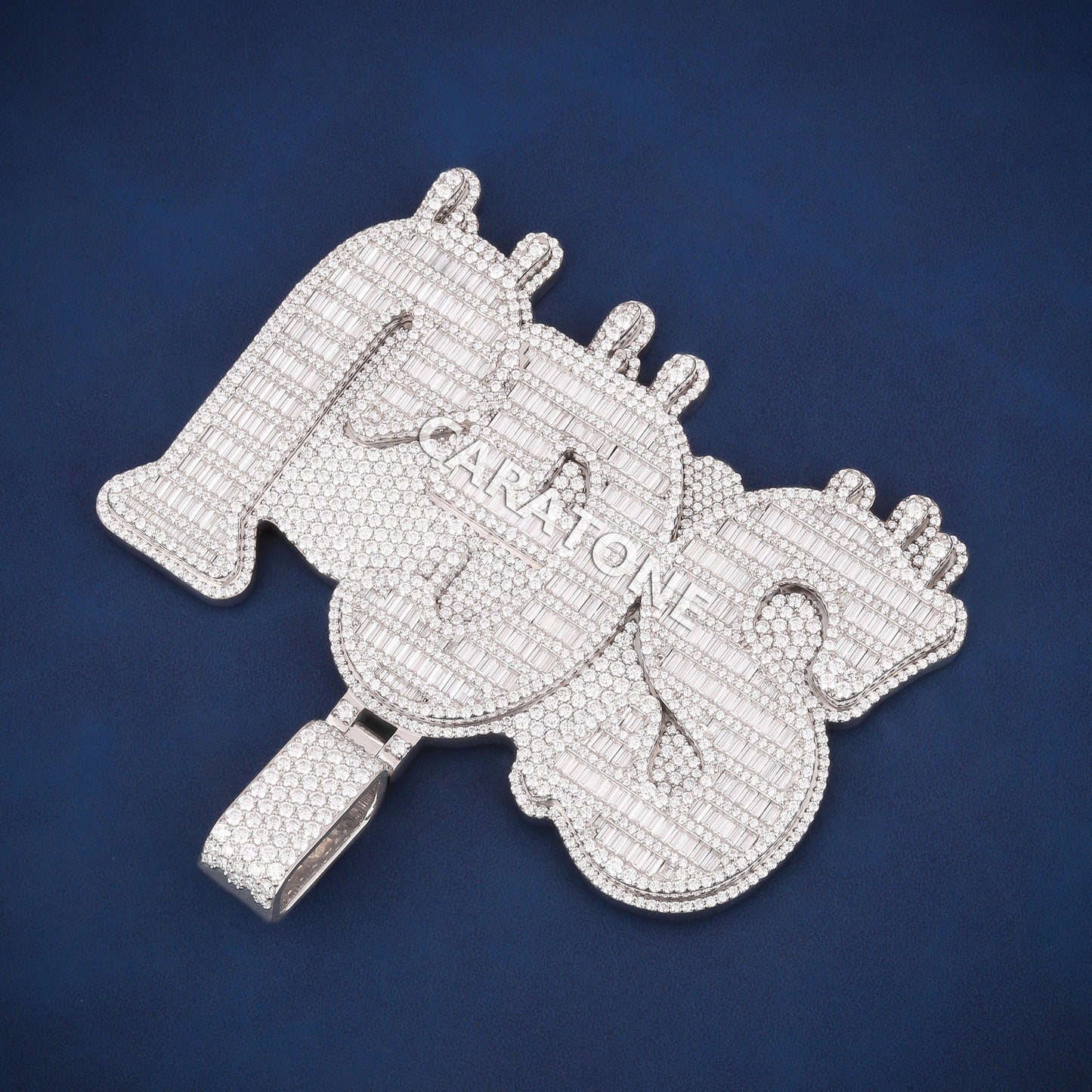 925 Sterling silver custom letters baguettes lab diamond pendant