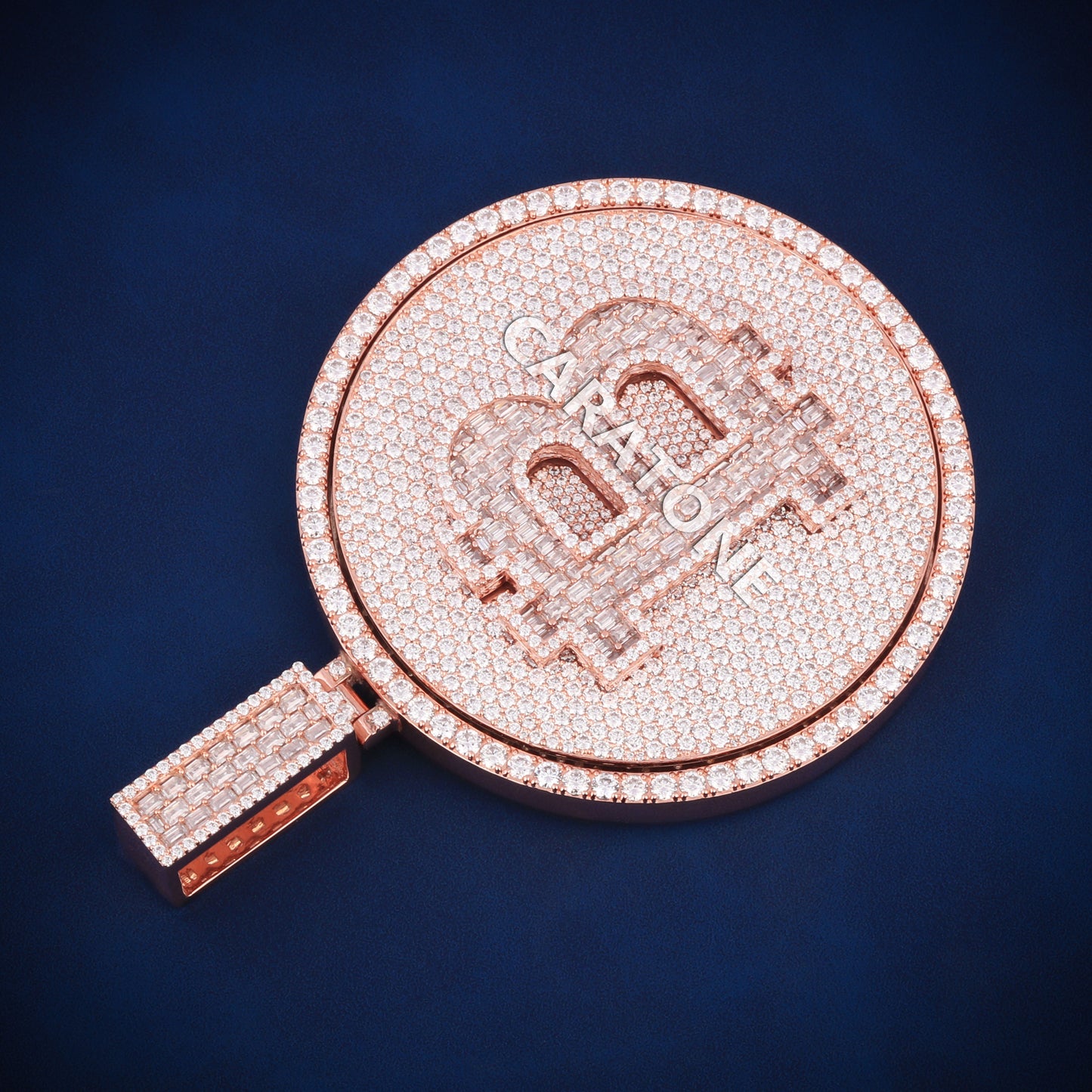 3 inch hip hop full iced out spinner lab gold pendant