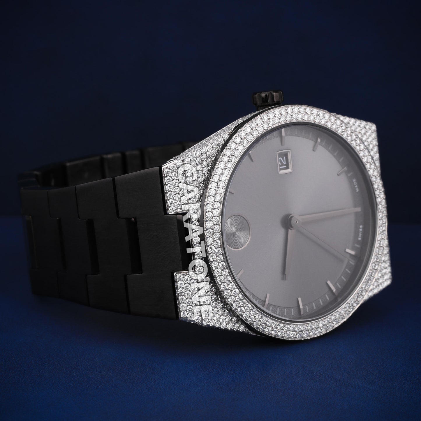 Hip hop custom made half iced out without dial with D VVS clarity