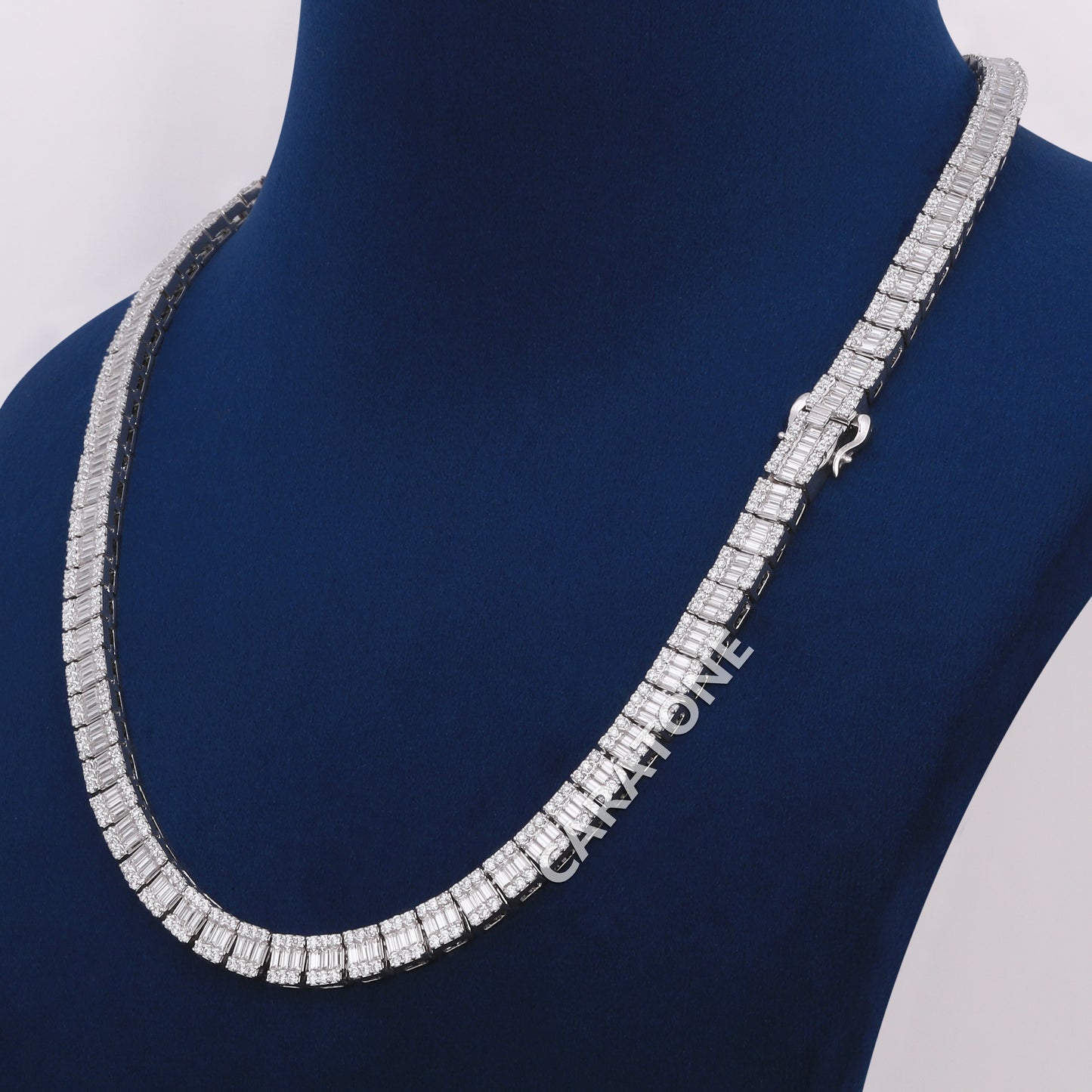20 inch 12 mm Illusion baguette cut fine jewelry necklaces