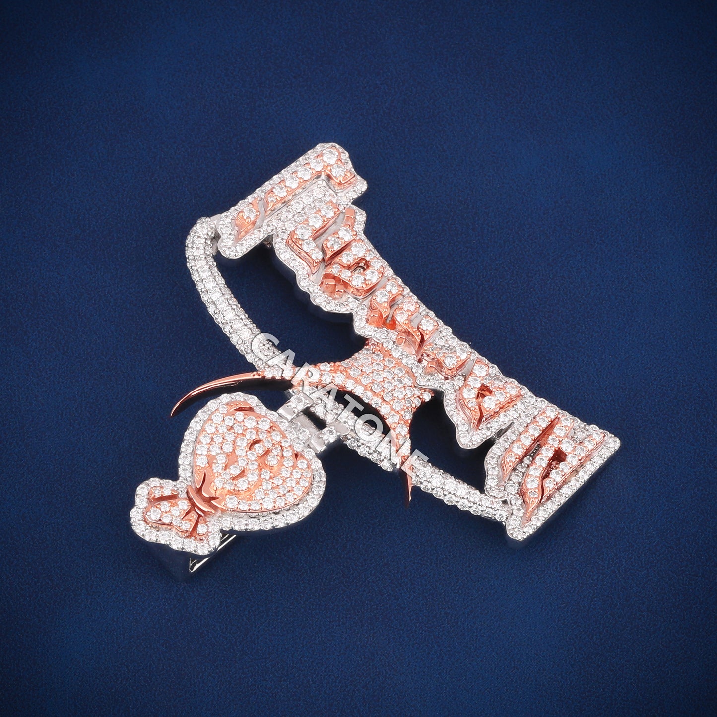 Two tone 14kt gold lab diamond custom letter charm