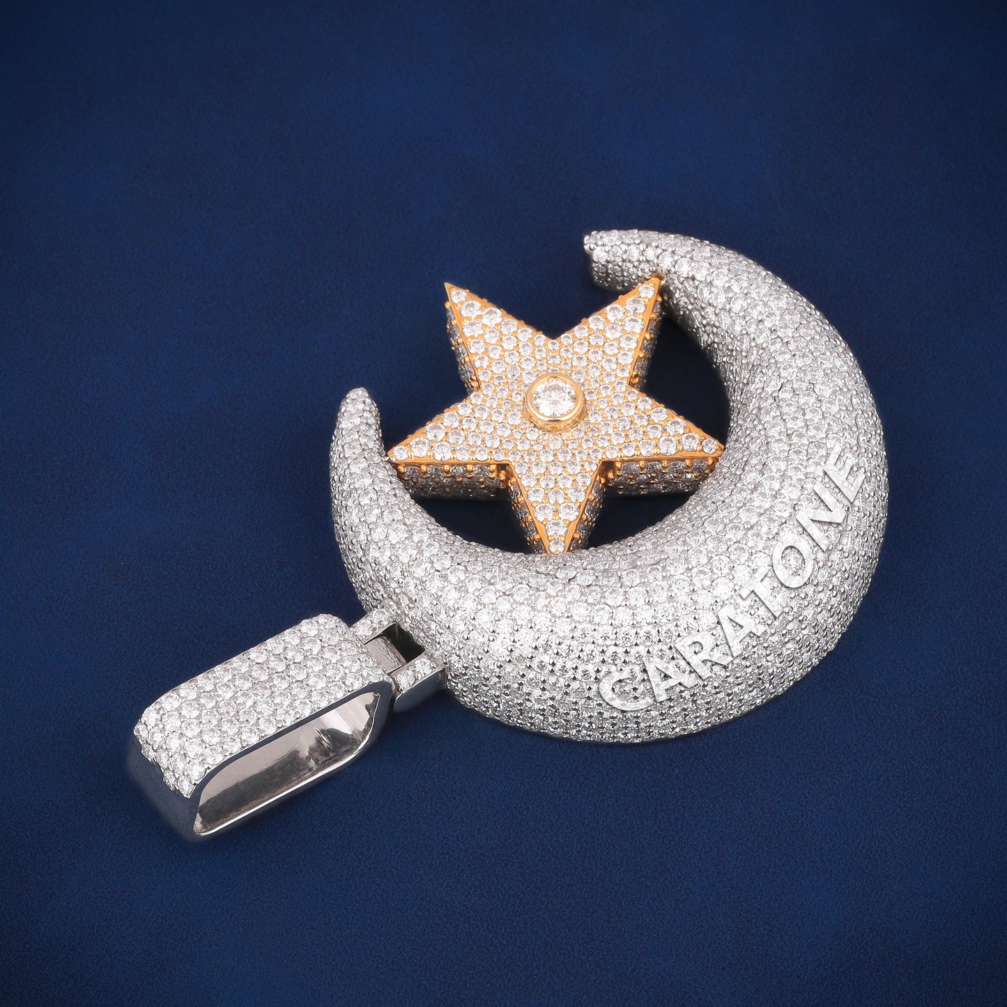 Custom solid heavy hip hop d vvs clarity 14kt gold lab diamond pendant