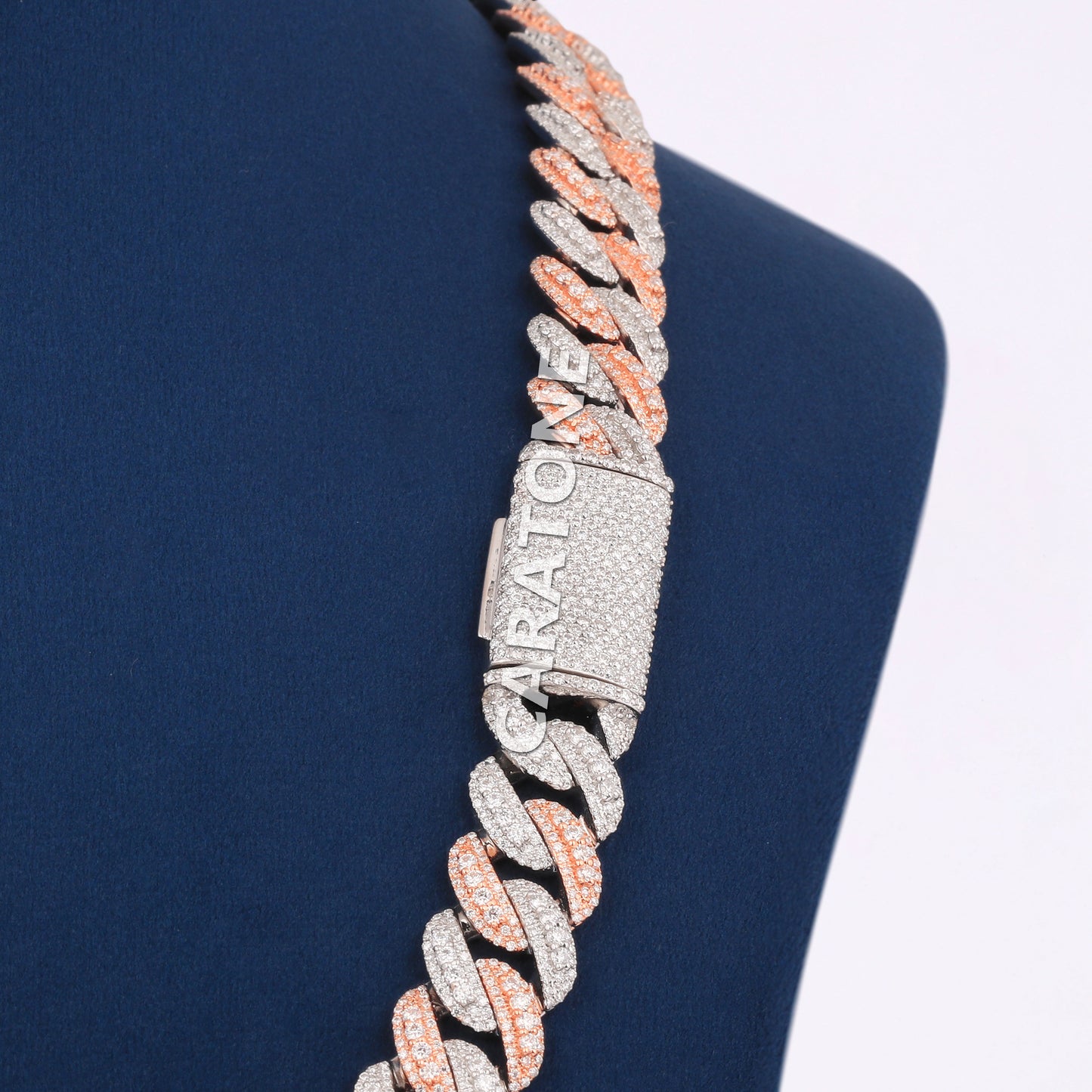 24 inch 13 mm two tone cuban diamond chain vvs clarity
