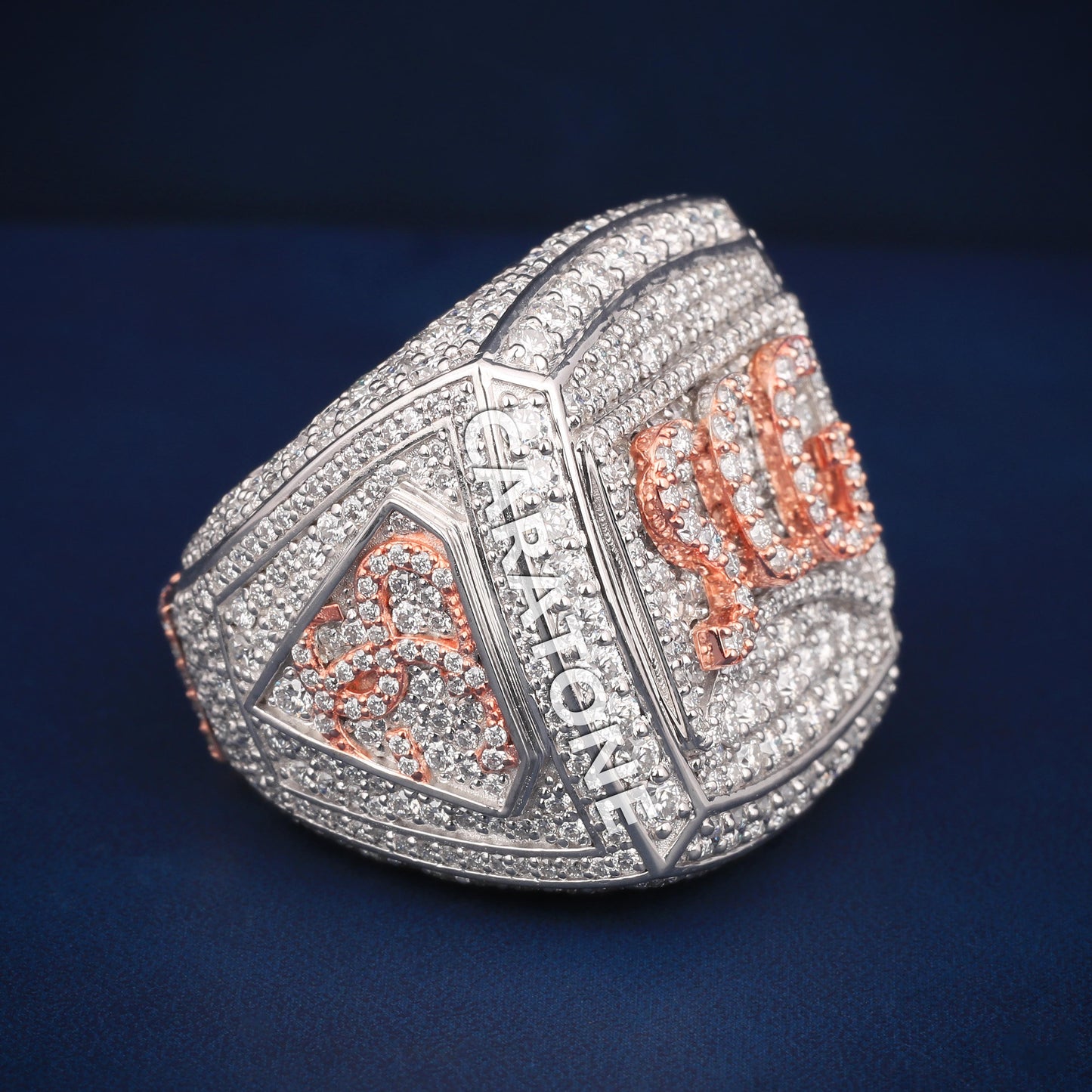 Two Toned Custom Letter Diamond Ring VVS Grade