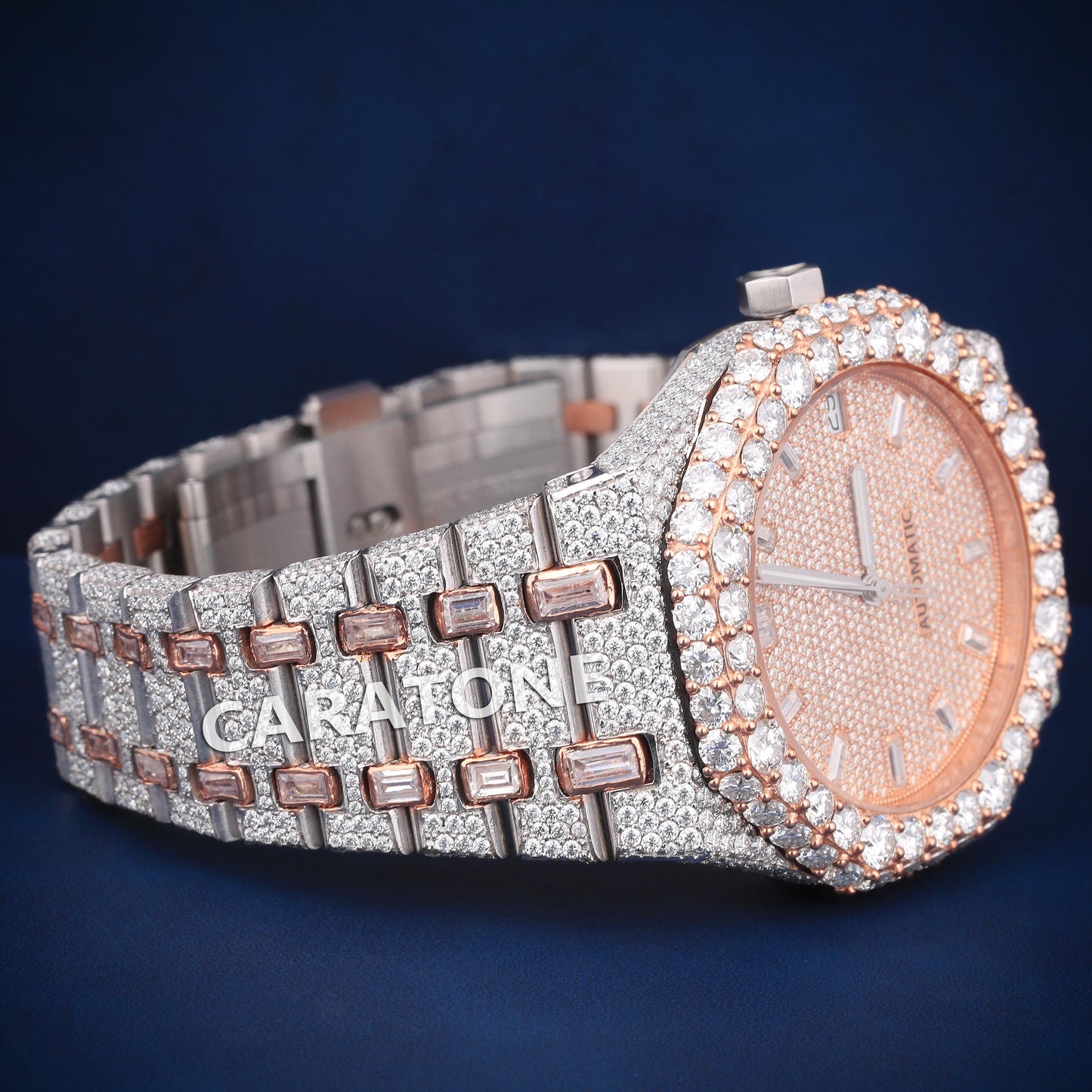 Fully iced out Hip hop Two tone VVS clarity branded watch