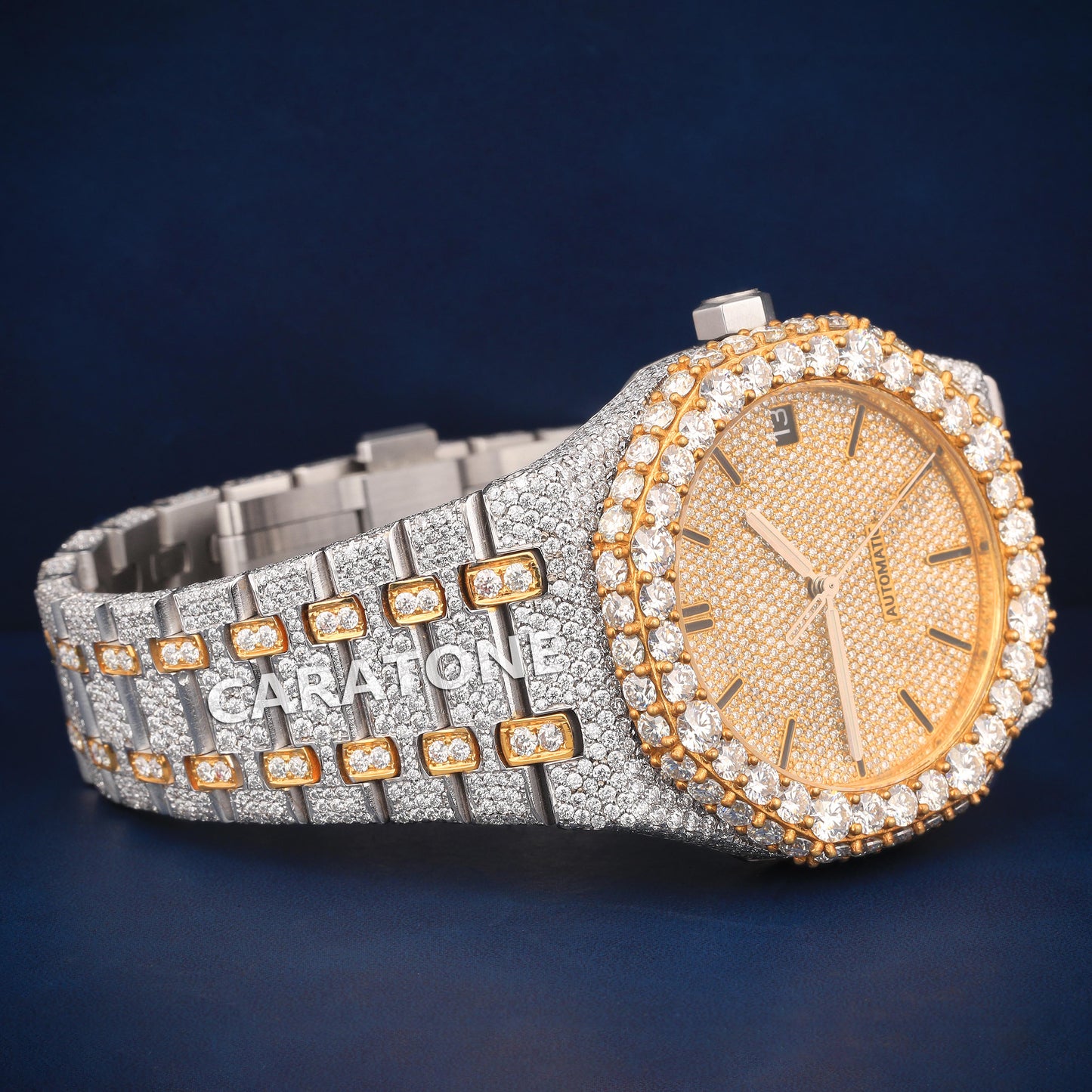Hip hop two tone branded watch with Diamond tester passed D VVS clarity