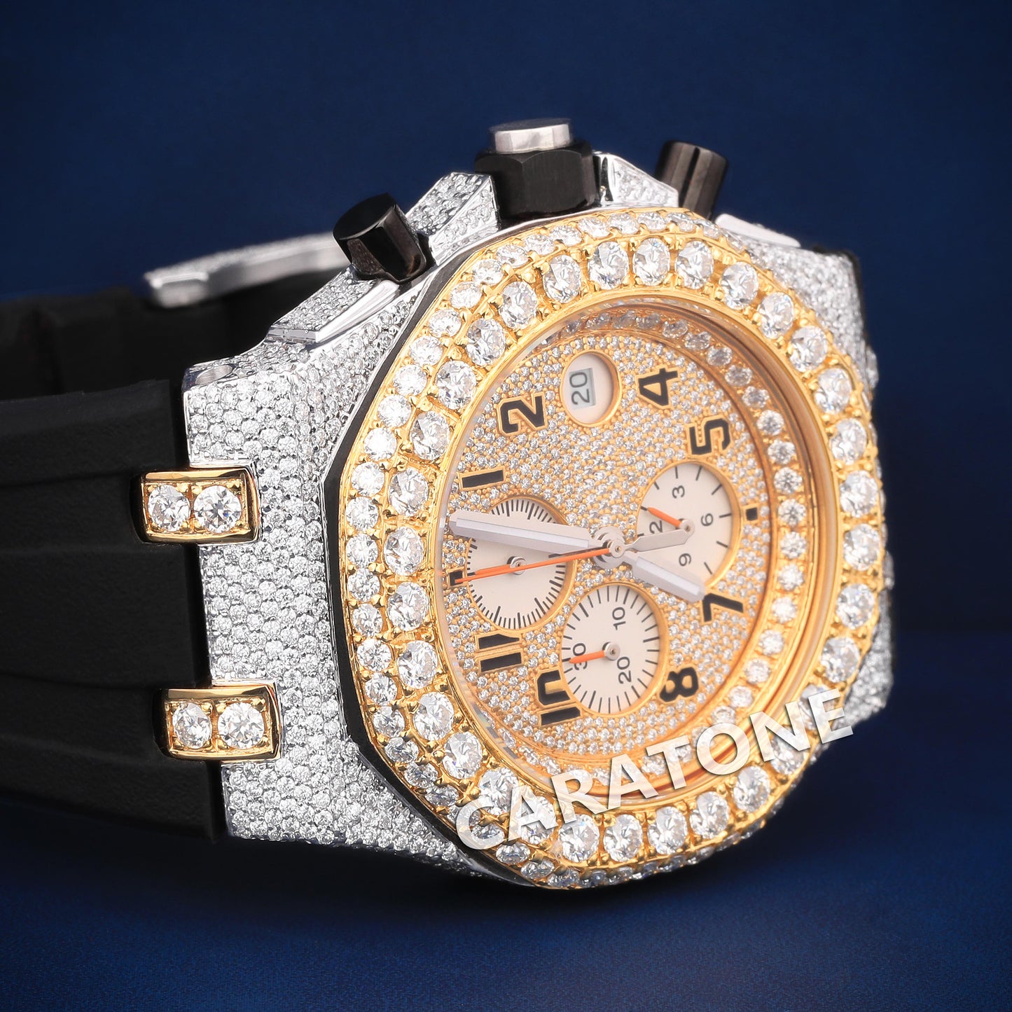 Hip hop custom made half iced out with diamond tester passed branded watch