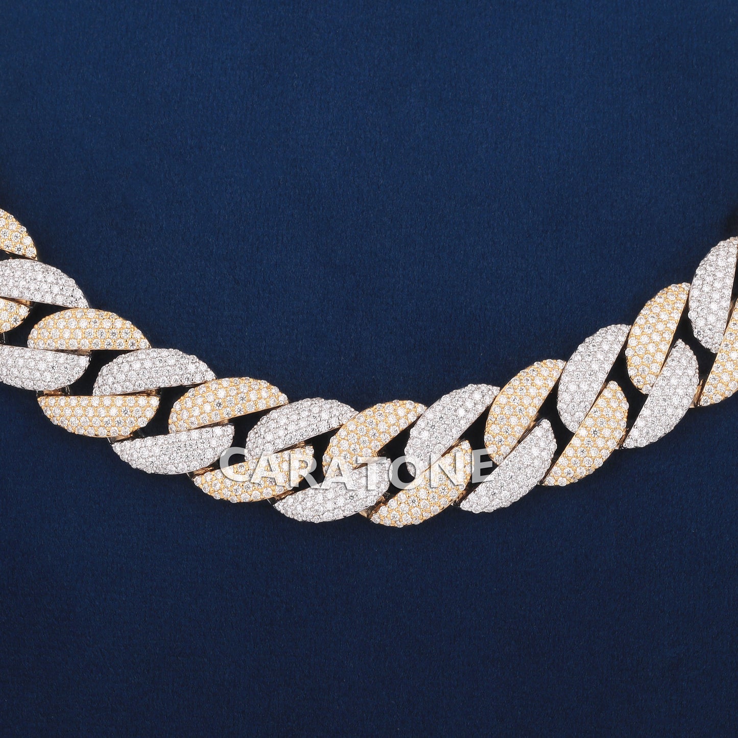 20 inch 15 mm hiphop cuban link diamond chain two toned