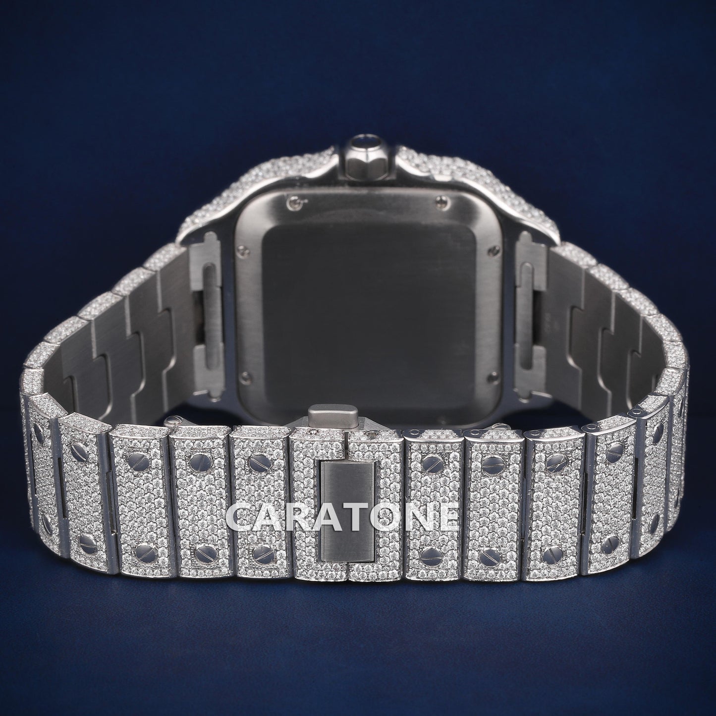 Full Iced out Hip Hop branded watch with D VVS clarity
