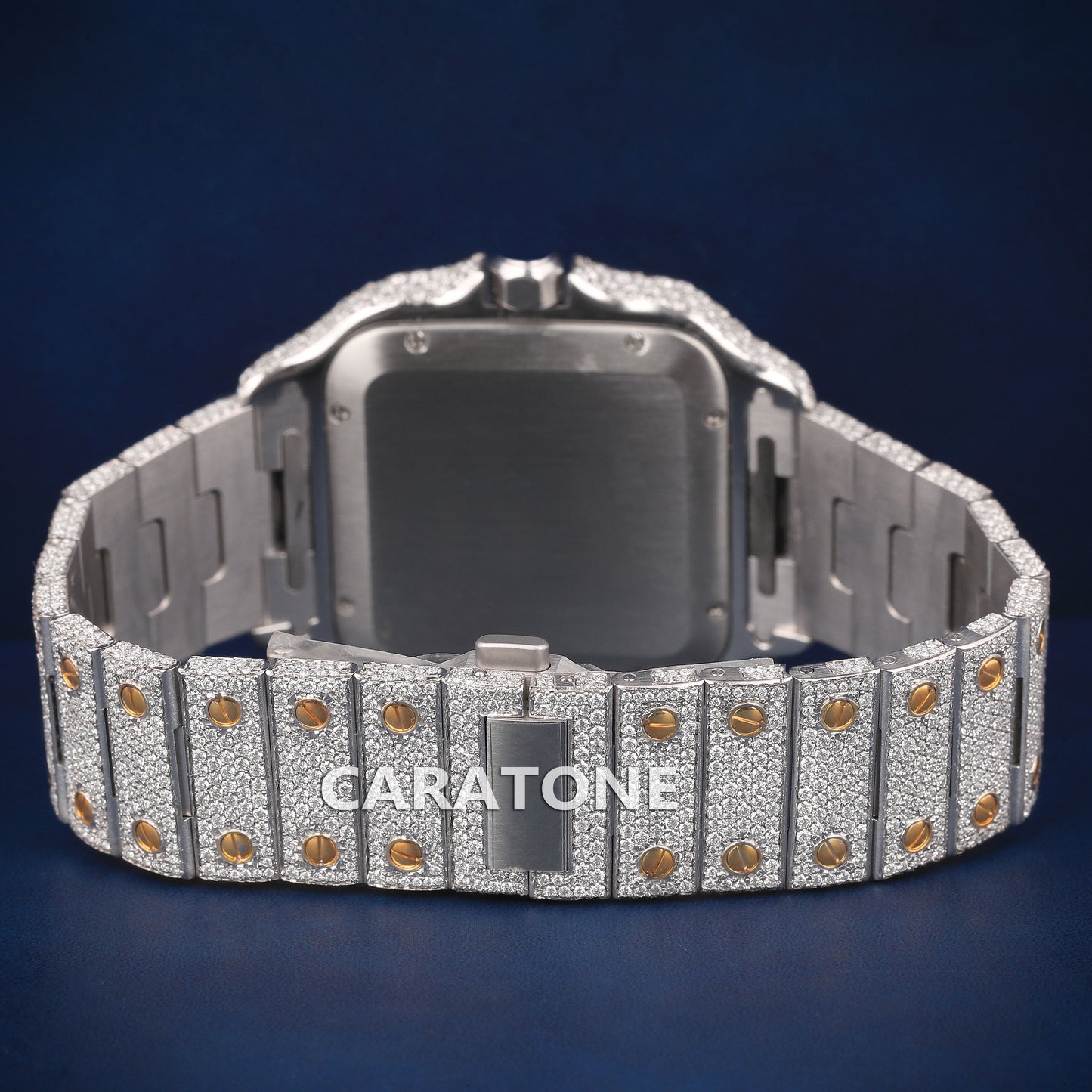 Full iced out Hip hop branded watch in two tone and Diamond tester passed