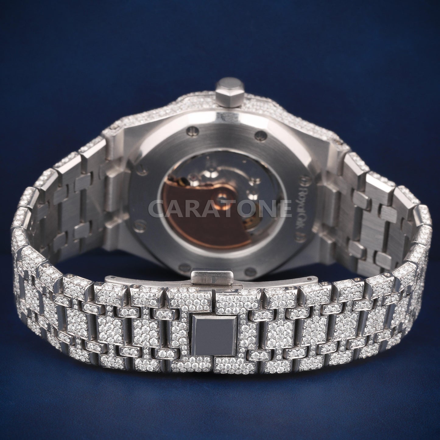 Hip hop Full iced out silver tone branded watch with D VVS clarity