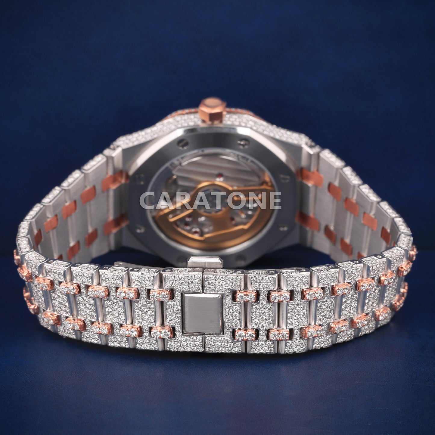 Full iced out Hip hop branded Custom made watch with Two tone and diamond tester passed