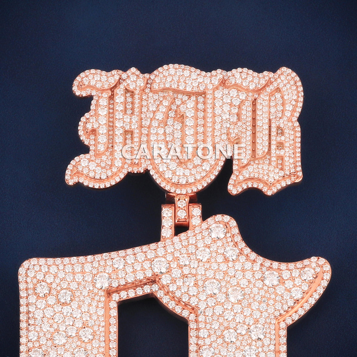 Custom Oversized J Letter Pendant with Diamond JMB Bail – Lab Grown Diamonds