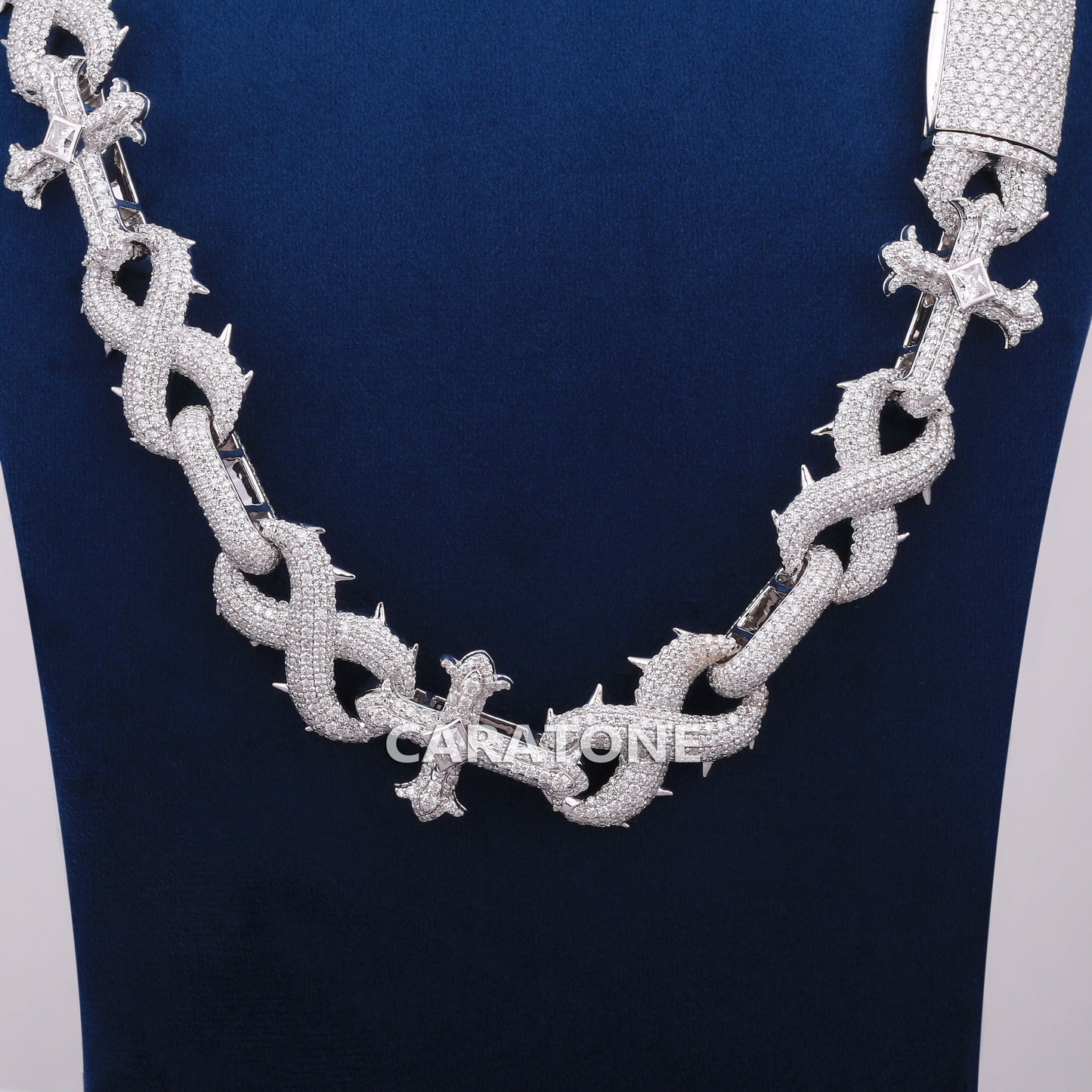24 Inch 16 mm popular cuban cross infinity style diamond chain