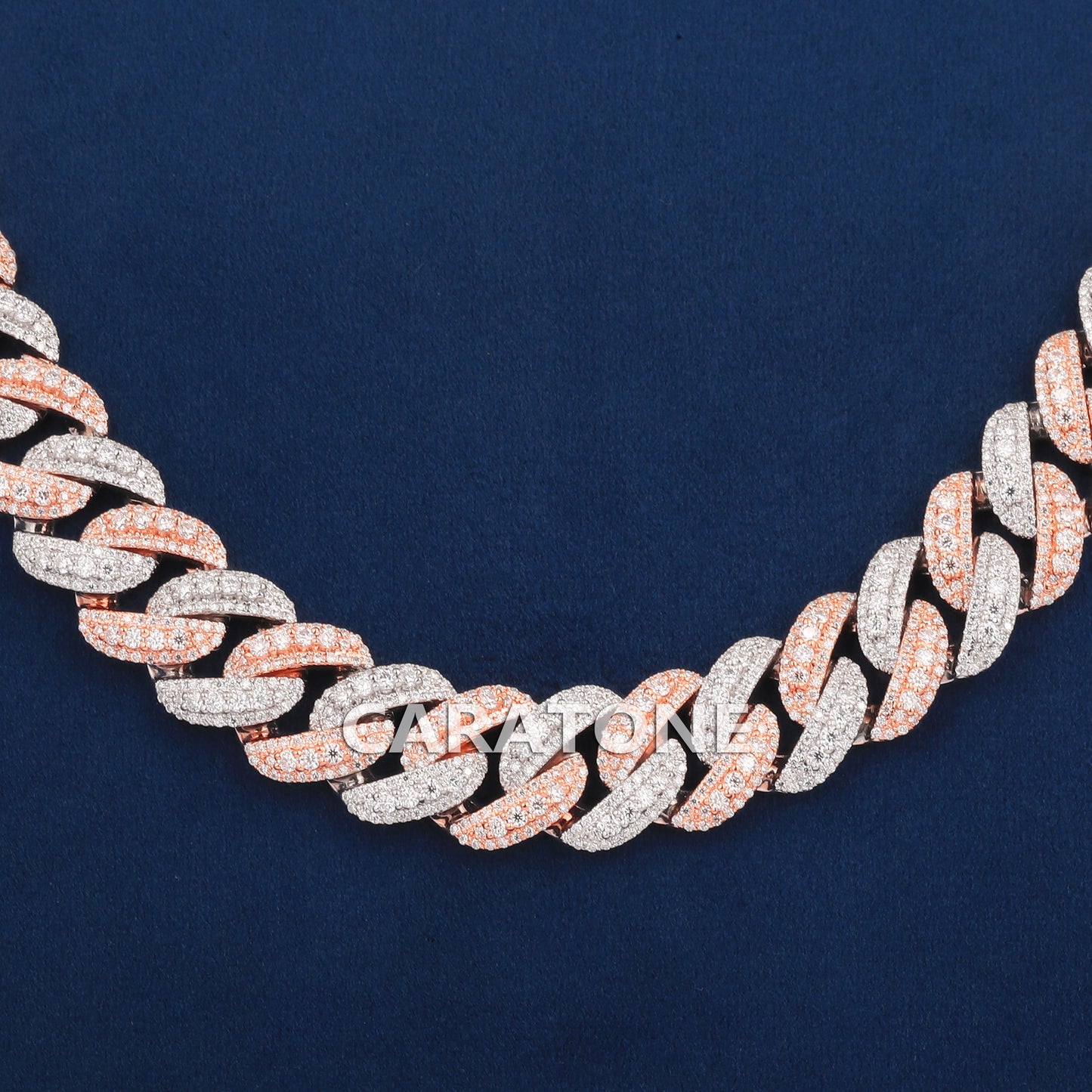 24 inch 13 mm two tone cuban diamond chain vvs clarity