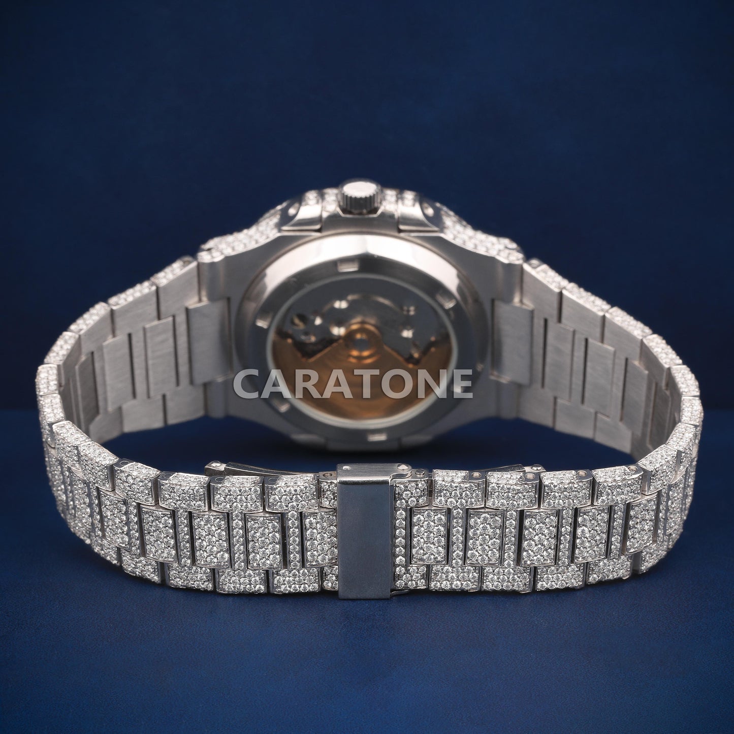 Hip Hop Full iced out white tone branded watch with D VVS clarity and diamond tester passed
