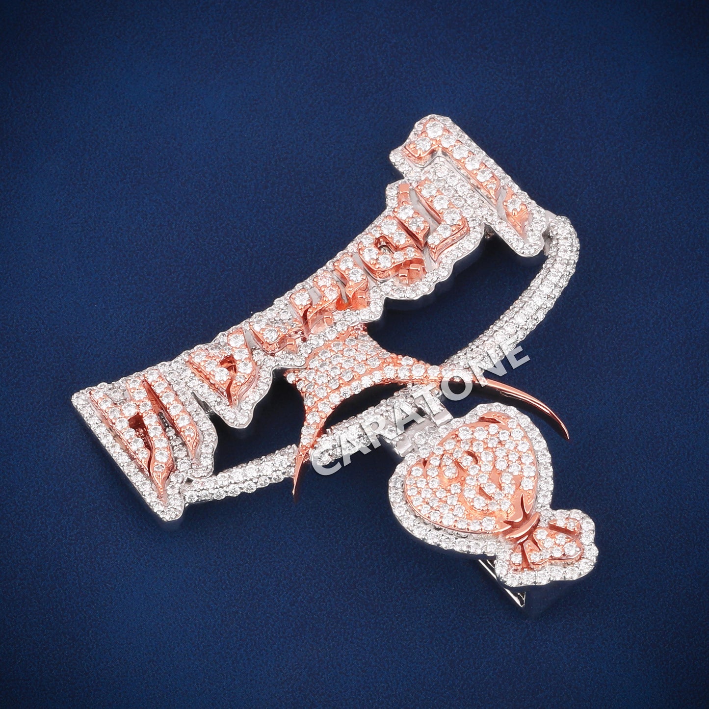 Two tone 14kt gold lab diamond custom letter charm
