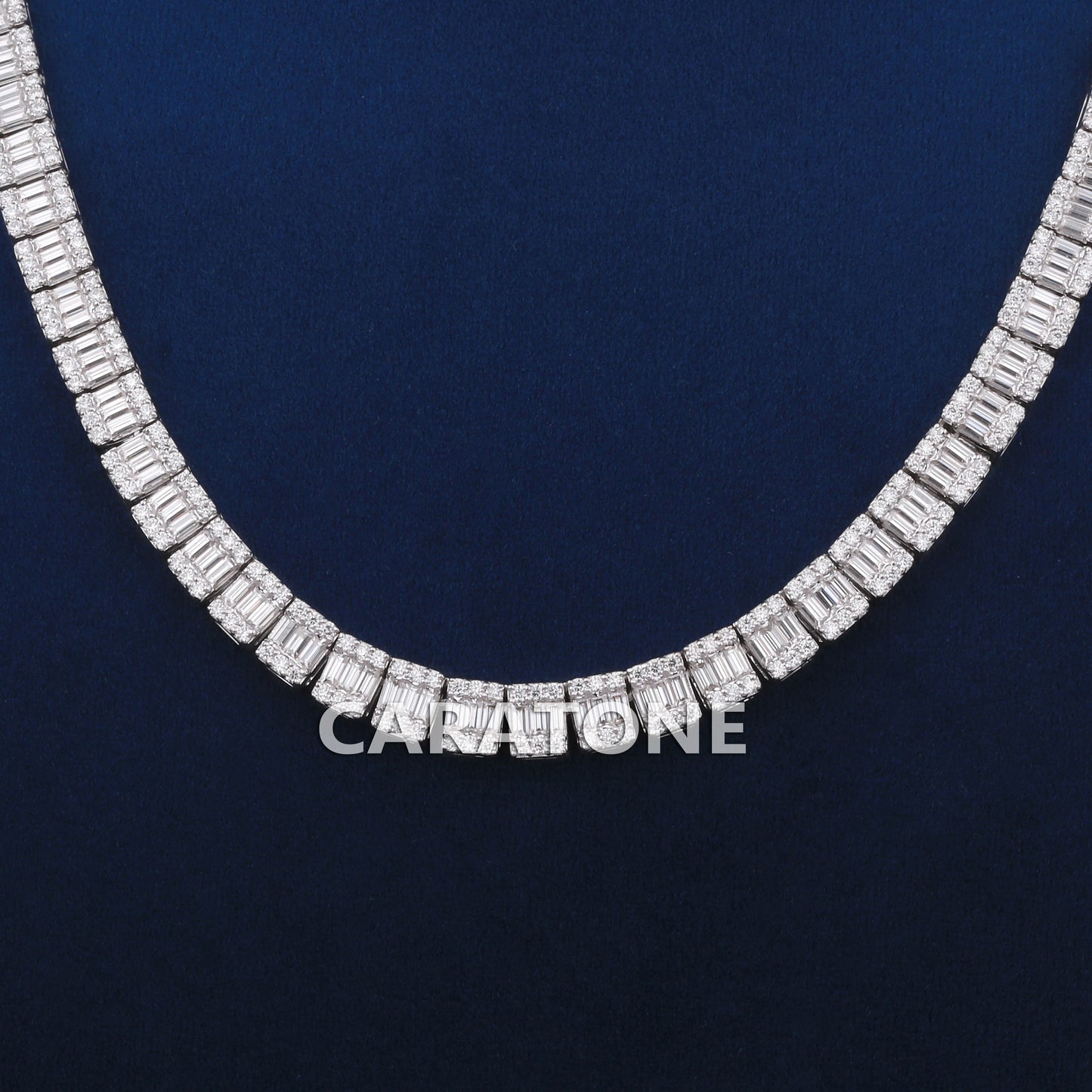 20 inch 12 mm Illusion baguette cut fine jewelry necklaces