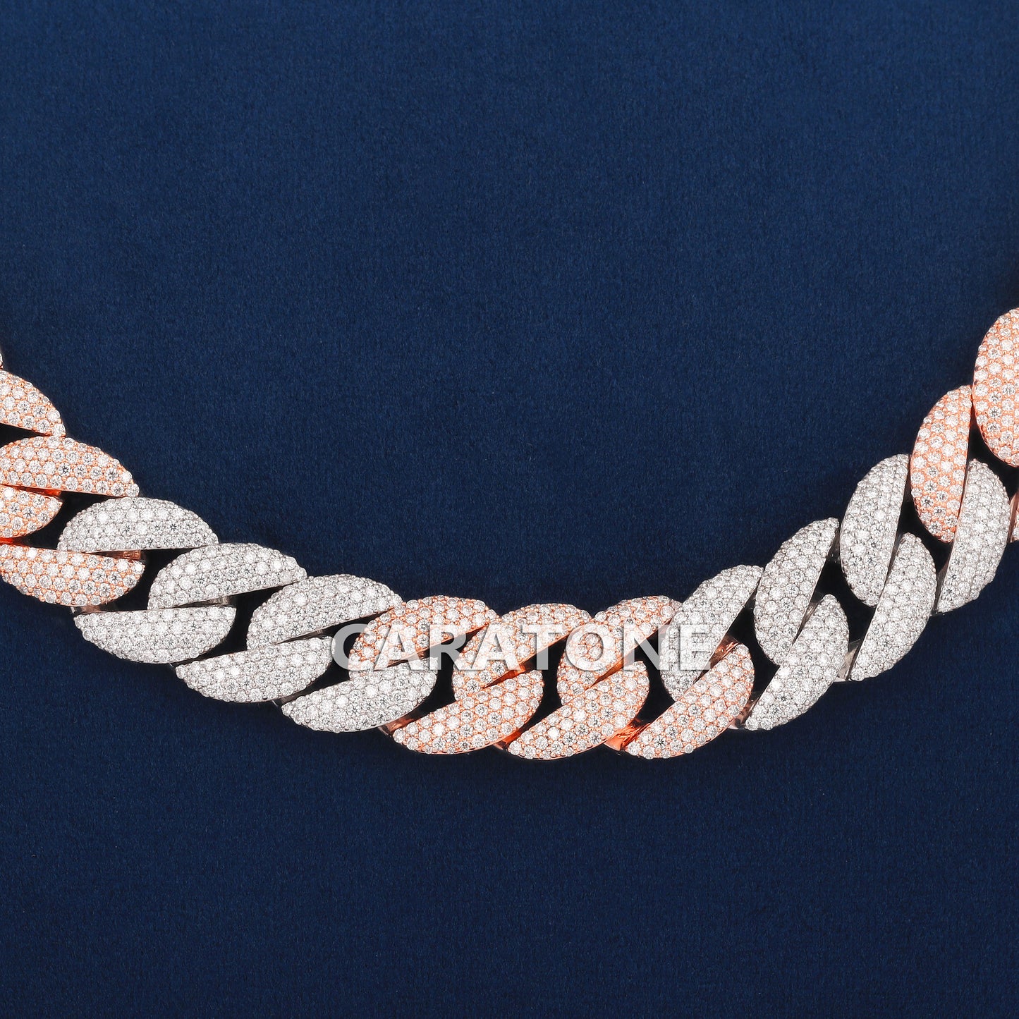 22 Inch 14mm two tone Miami Cuban Diamond Chain