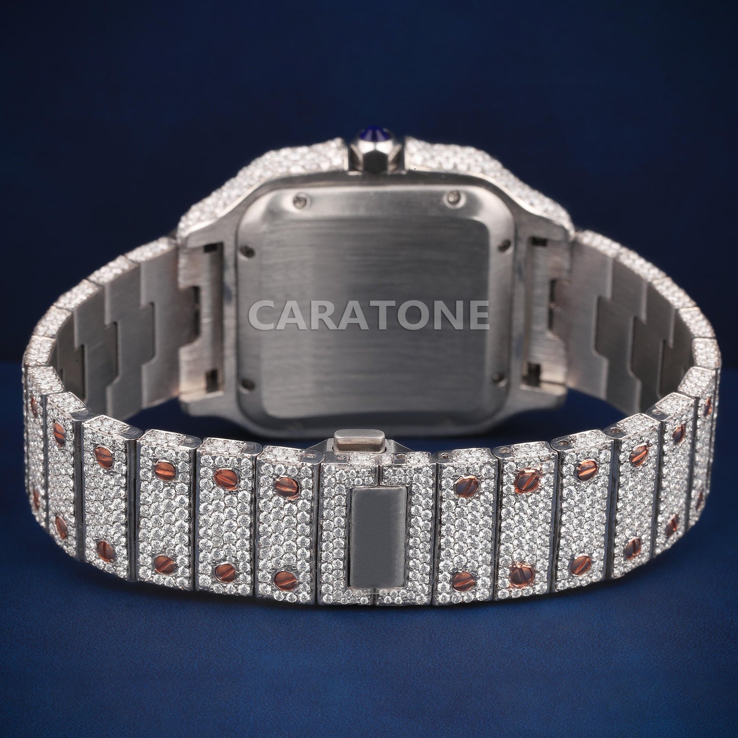 Full Iced out Hip Hop two tone with Arabic numerals with Diamond tester passed