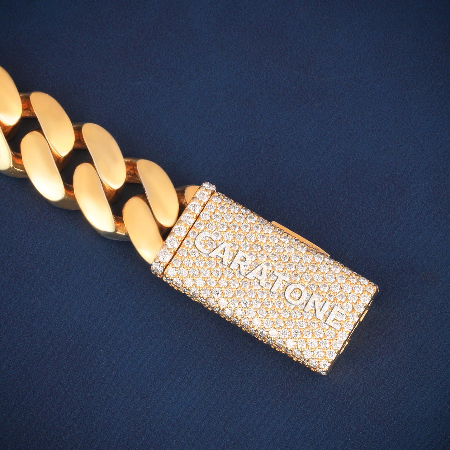 Luxury Cuban Link 14KT Gold Bracelet for Men with Iced Box Lock Clasp